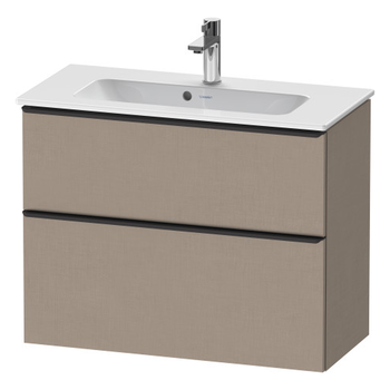 Duravit D-Neo DE43690BD750000 810x625 1 Drawer Vanity Unit Linen with black handles