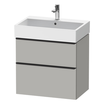 Duravit D-Neo DE43720BD070000 684x625 1 Drawer Vanity Unit Matt Concrete Grey with black handles
