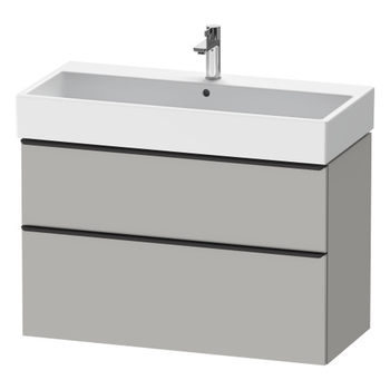 Duravit D-Neo DE43740BD070000 984x625 1 Drawer Vanity Unit Matt Concrete Grey with black handles