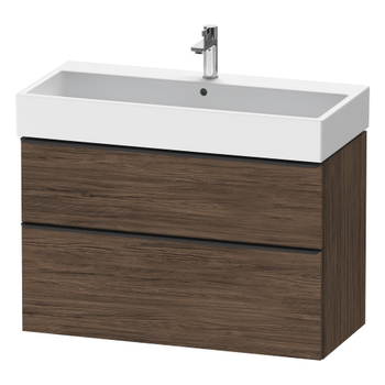 Duravit D-Neo DE43740BD210000 984x625 1 Drawer Vanity Unit Dark Walnut with black handles