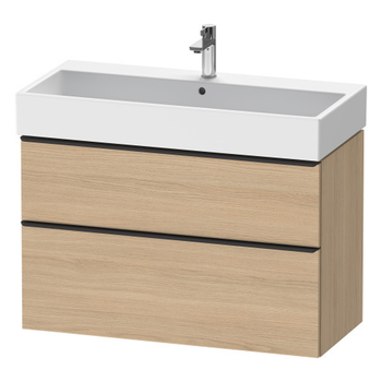 Duravit D-Neo DE43740BD300000 984x625 1 Drawer Vanity Unit Natural Oak with black handles