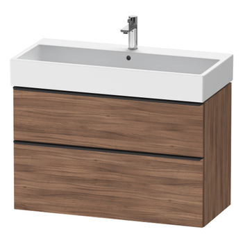 Duravit D-Neo DE43740BD790000 984x625 1 Drawer Vanity Unit Natural Walnut with black handles