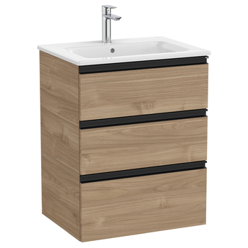 Roca The Gap A857404517 605x763 3 Drawers Vanity Unit Walnut