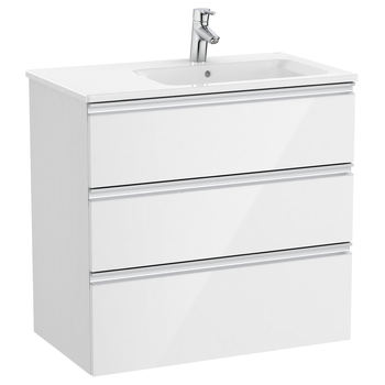 Roca The Gap A857408806 805x763 Right Hand 3 Drawers Vanity Unit Gloss White