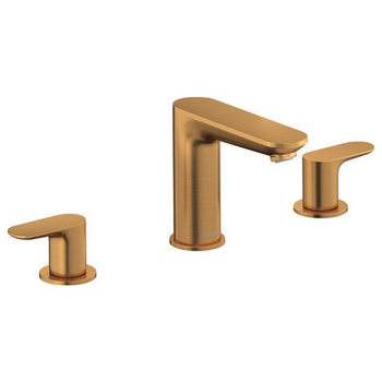 Duravit Wave WA1060005004 3 Hole Basin Mixer With Push Open Waste Brushed Bronze