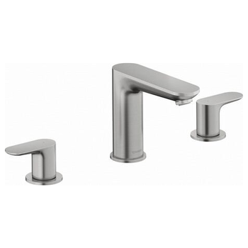 Duravit Wave WA1060005070 3 Hole Basin Mixer With Push Open Waste Brushed Stainless Steel