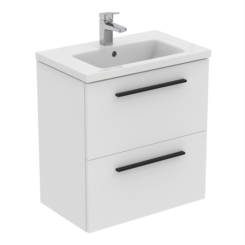 Ideal Standard I.Life S T5293DU 600mm Compact Wall Hung Vanity Unit With 2 Drawers Matt White