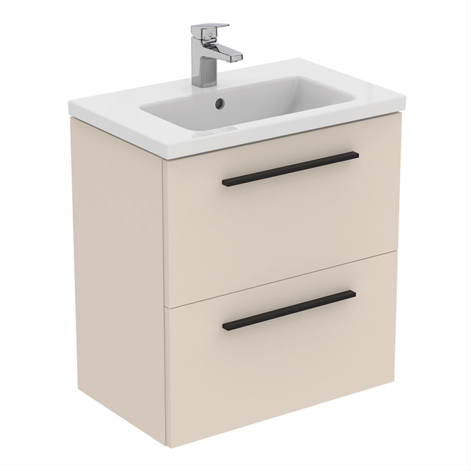 Ideal Standard I.Life S T5293NF 600mm Compact Wall Hung Vanity Unit With 2 Drawers Sand Beige Matt