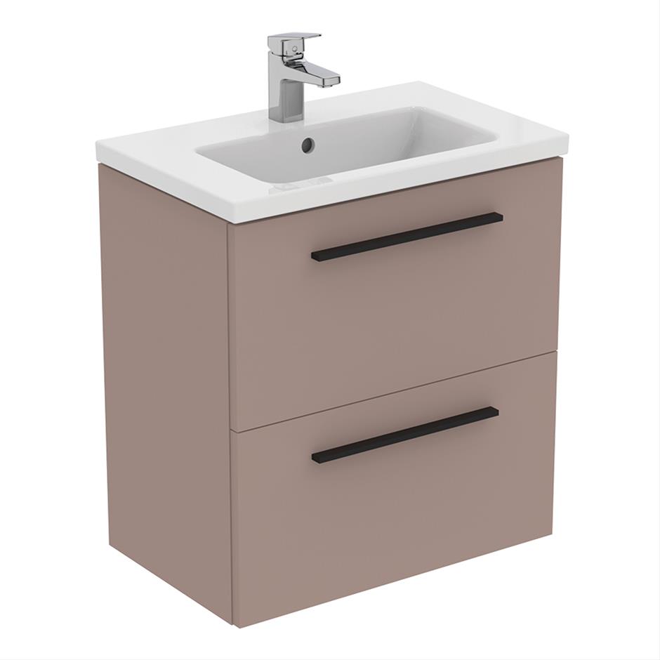 Ideal Standard I.Life S T5293NH 600mm Compact Wall Hung Vanity Unit With 2 Drawers Greige Matt