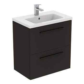 Ideal Standard I.Life S T5293NV 600mm Compact Wall Hung Vanity Unit With 2 Drawers Carbon Grey Matt