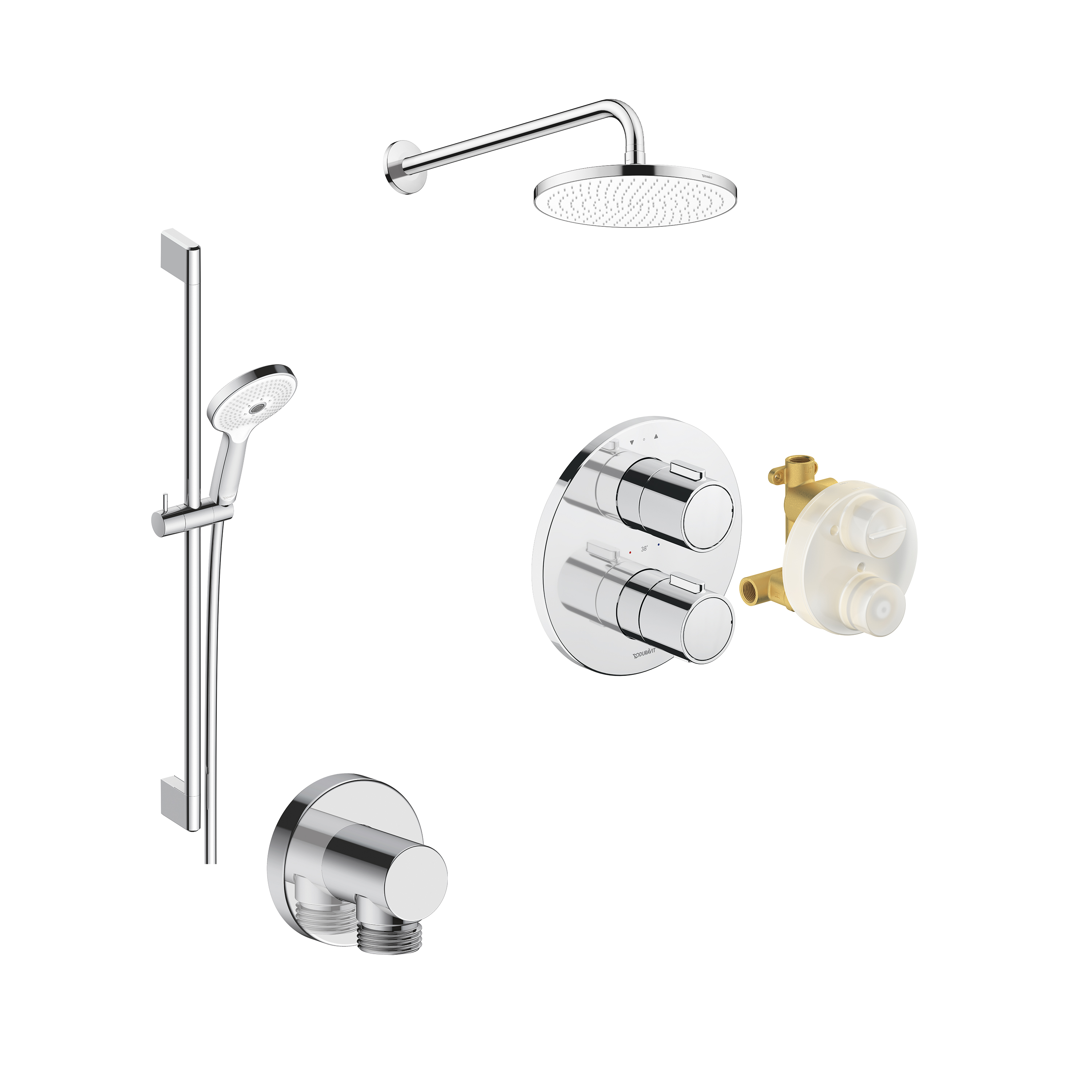 Duravit D022816955 Round Concealed Thermostatic Shower Pack Chrome
