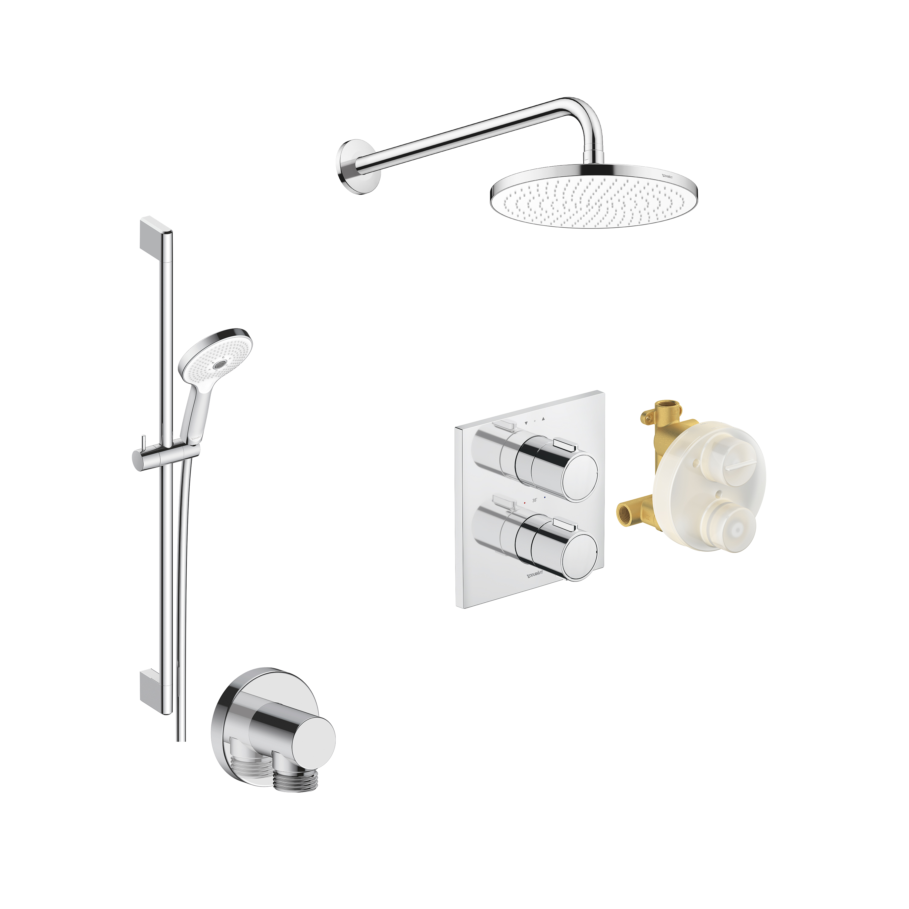 Duravit D022816957 Square Concealed Thermostatic Shower Pack Chrome