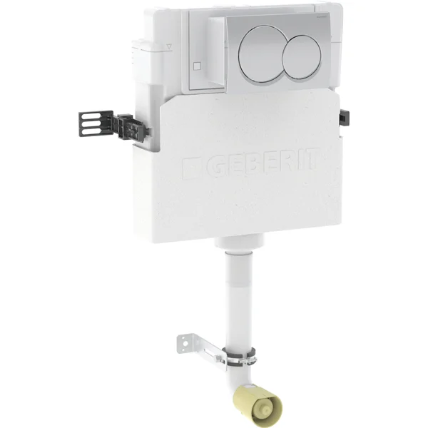 Geberit Alpha 109.014.21.1 109cm Concealed Cistern 6/3L with Round Chrome Flush Plate