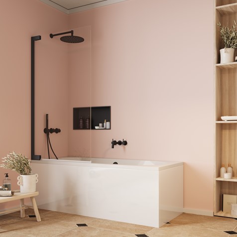 Crosswater Asura AUBSBC0900 900mm Bath Screen Matt Black