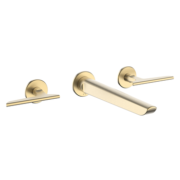 Crosswater Foile FO130WNF 3 Hole Wall Mounted Basin Set Brushed Brass