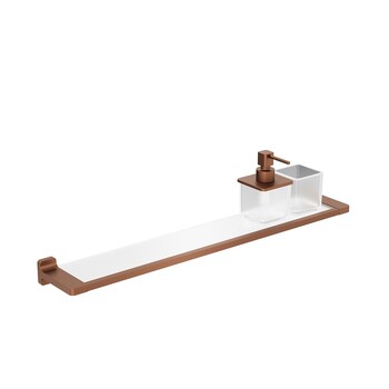 Crosswater Rotar RT001BZShelf with Soap Dispenser & Tumbler Holder 600mm Brushed Bronze