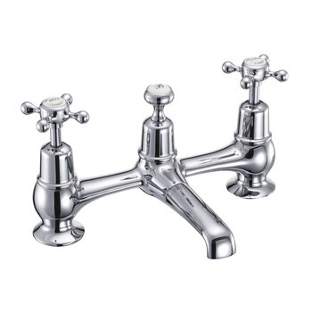 Burlington CL10_QT Claremont 2 Tap Hole Bridge Basin Mixer Plug & Chain Chrome