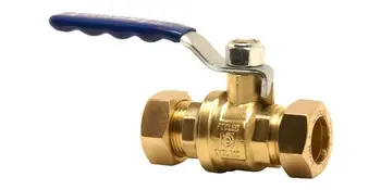Pegler PB350 Compression Full Bore 15mm Lever Ball Valve with Blue Handle