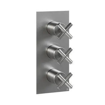 Crosswater MPRO PRC2000LBPV Crosshead 2 Outlet 3 Handle Shower Trimset only Brushed Stainless Steel